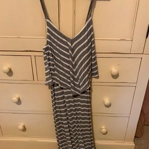 Mossimo: Gray and white striped maxi dress